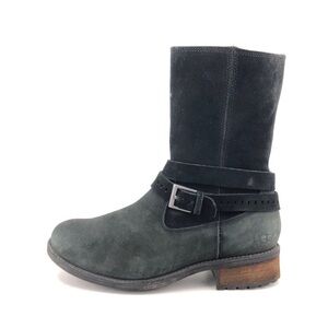 UGG Australia Kiings Black Leather Winter Boots 8.5